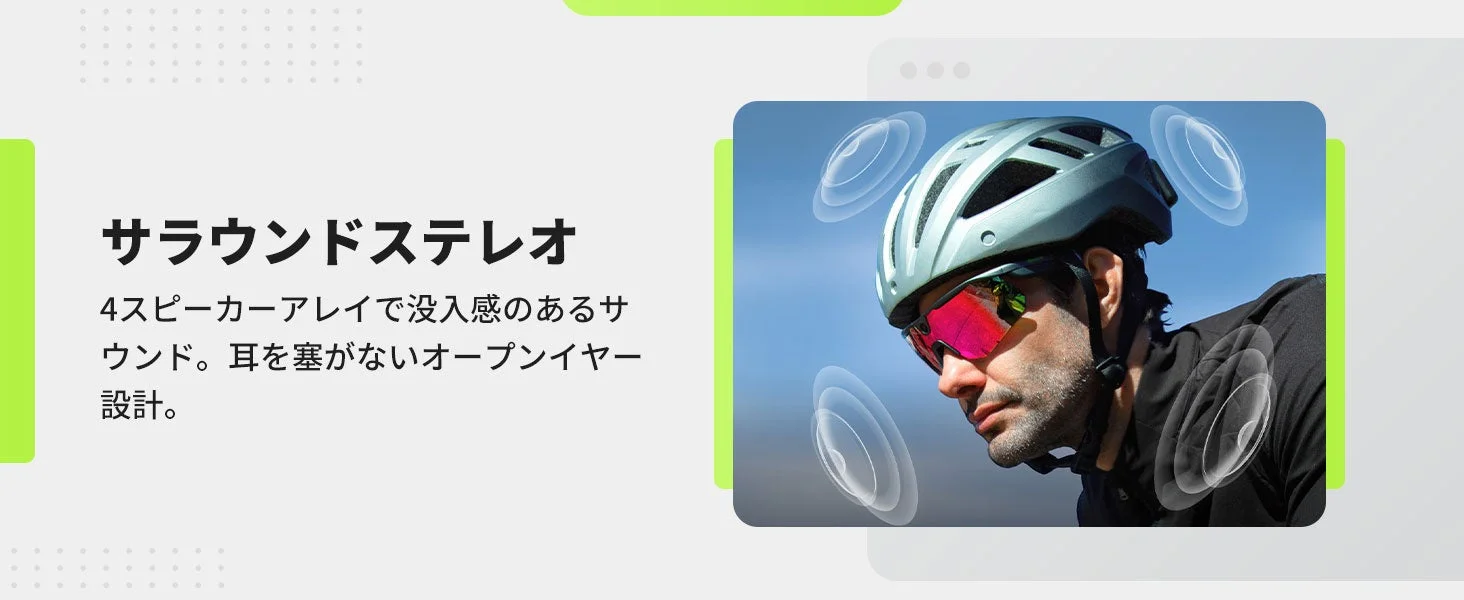 BleeqUp Rangerの4スピーカーによるサラウンドステレオ音声イメージ。