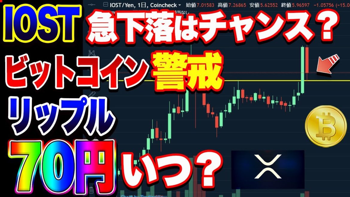 【仮想通貨】IOST上昇的中からの急下落！どうする？リップル買いました。ビットコイン警戒からの買い場はここ！！