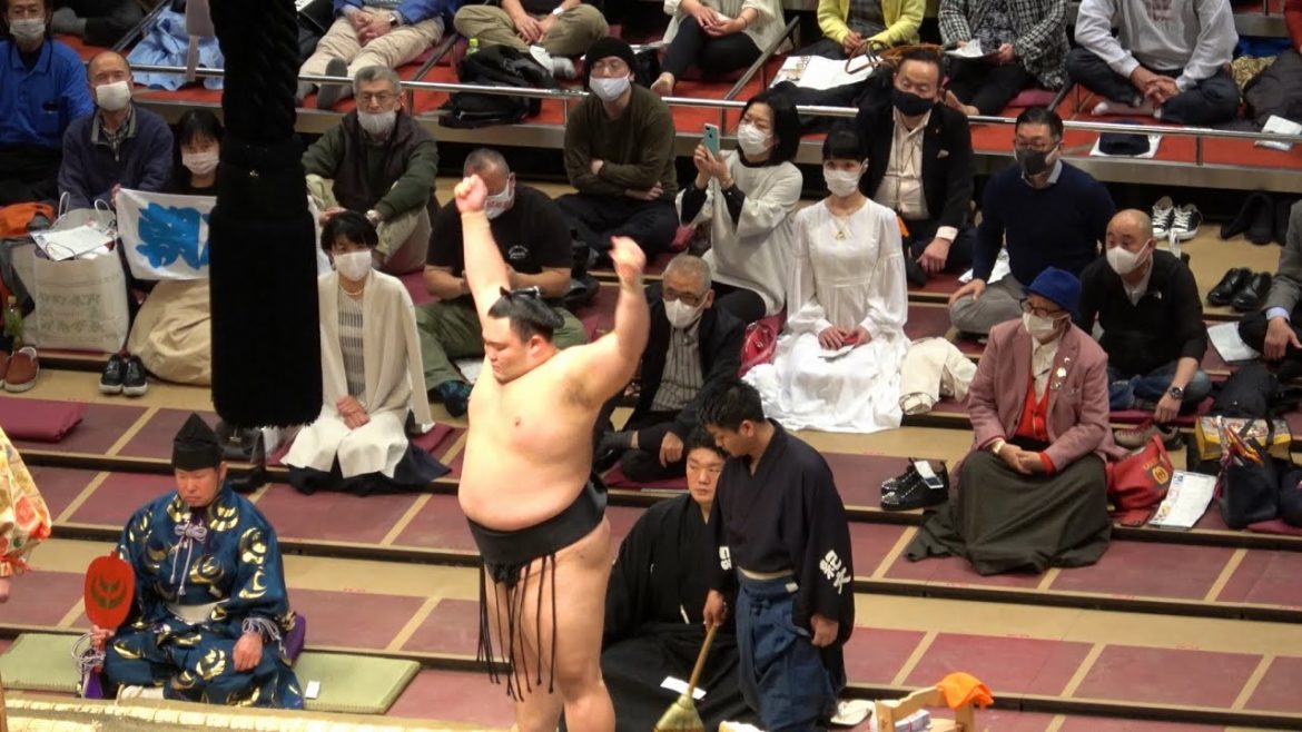 溜席の妖精が移動！ 大相撲3月場所初日  Mysterious lady is sitting in the center seat. March SUMO TOURNAMENT 1st day.