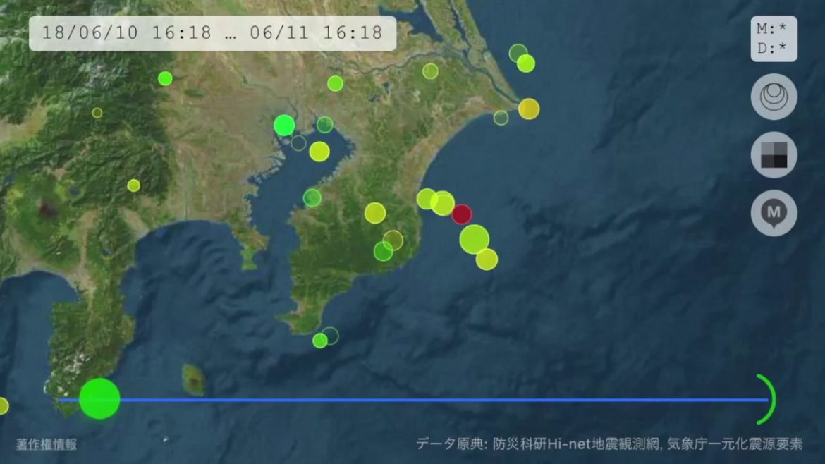 震源情報（千葉県沖、2018年6月10日〜7月10日、長期間）