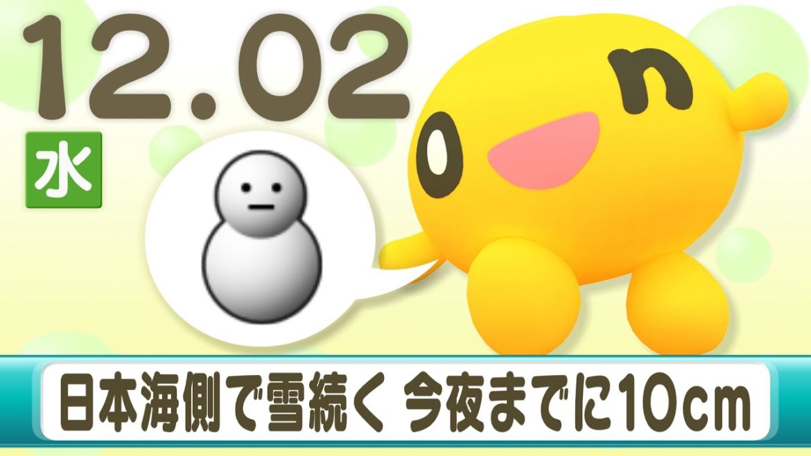日本海側で雪続く　今夜までに１０cm 金子予報士の道内の天気１２/２(水)【HTB北海道ニュース】