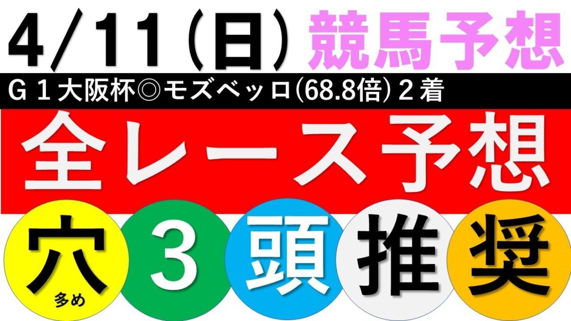【2021競馬予想】4月11日日曜全レース平場予想【桜花賞】