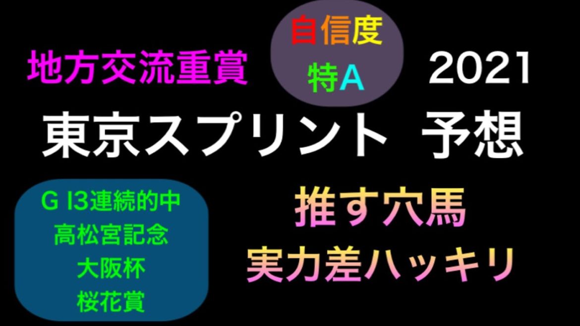 【競馬予想】 地方交流重賞 東京スプリント 2021 予想 【競馬予想】 地方交流重賞 東京スプリント 2021 予想