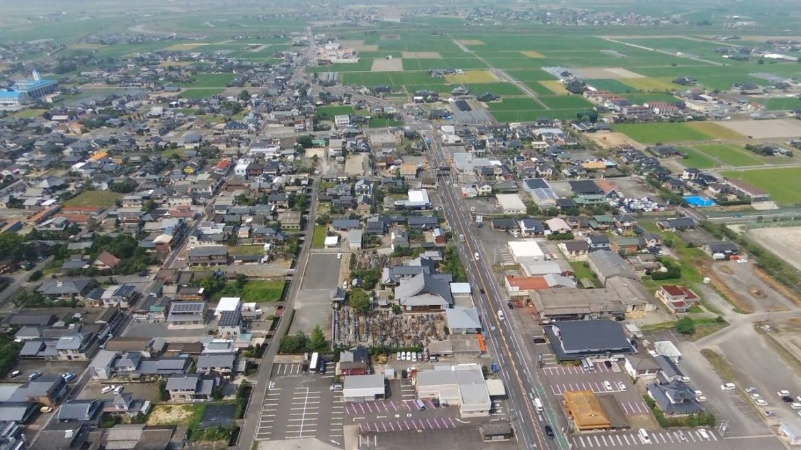 佐賀ドローン（杵島郡44白石町　市街地の街並み）