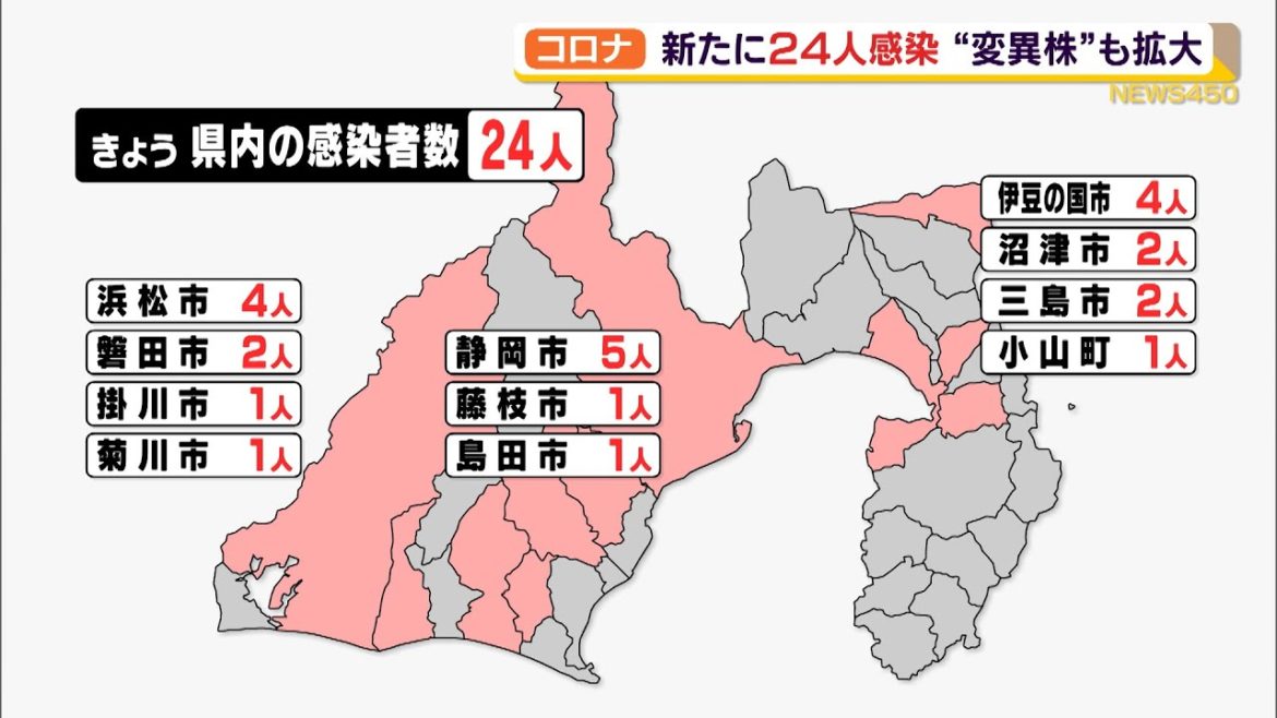 新型コロナ　新たに２４人感染“変異株”も拡大（静岡県）