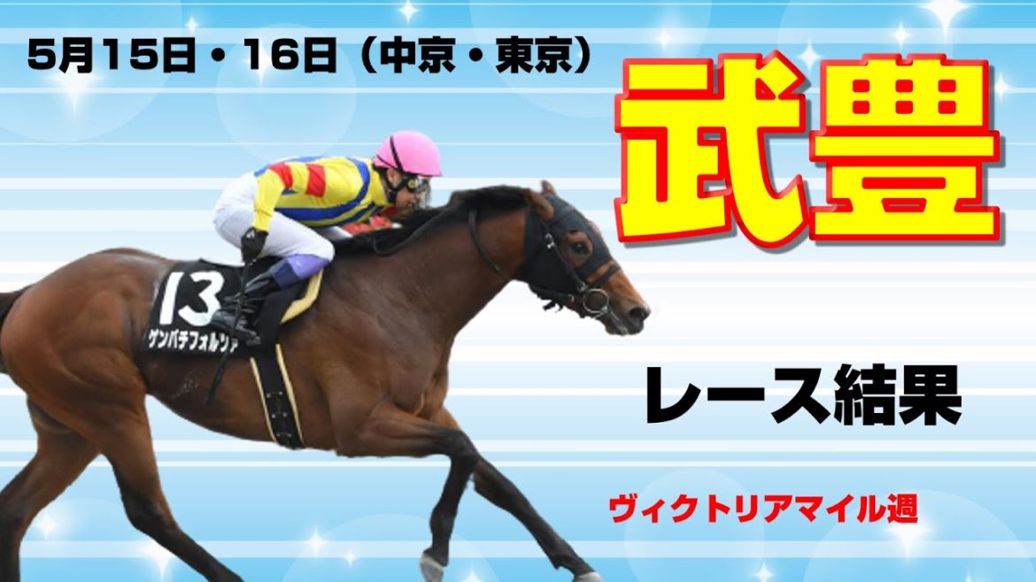 【競馬】武豊騎手レース結果：5月15日16日（中京・東京）【今週の武豊】ヴィクトリアマイル週