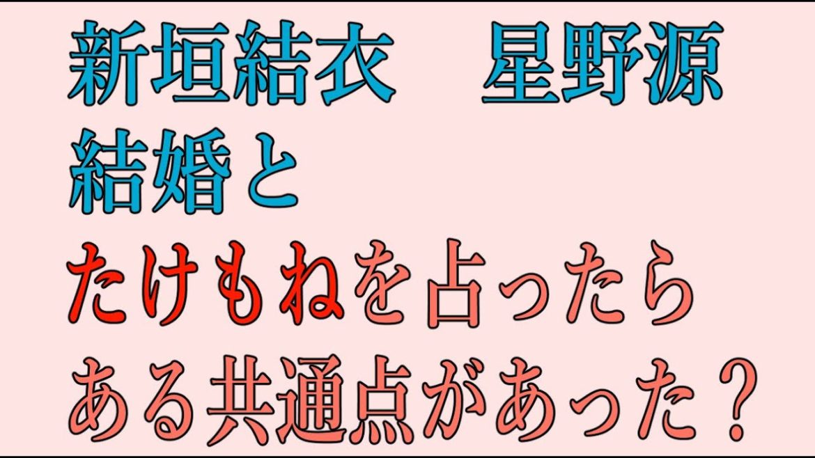 新垣結衣星野源結婚と　たけもねを占ったらある共通点があった？