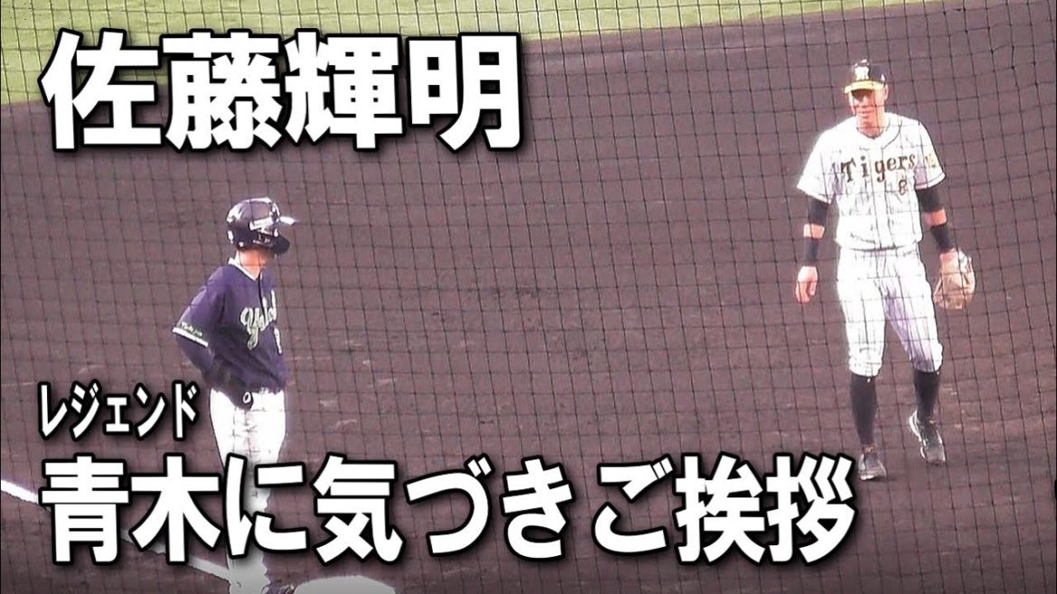 【阪神】佐藤輝明、守備中に三塁ベース上の青木に気づき思わずぺこりとご挨拶　阪神タイガースVS東京ヤクルトスワローズ2021.5.18甲子園