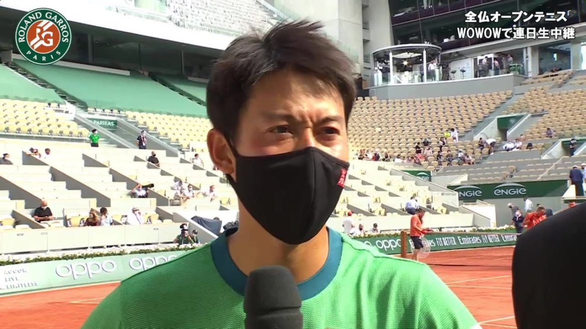 錦織 圭インタビュー（2回戦終了後コートサイド）／全仏オープンテニス2021【WOWOW】