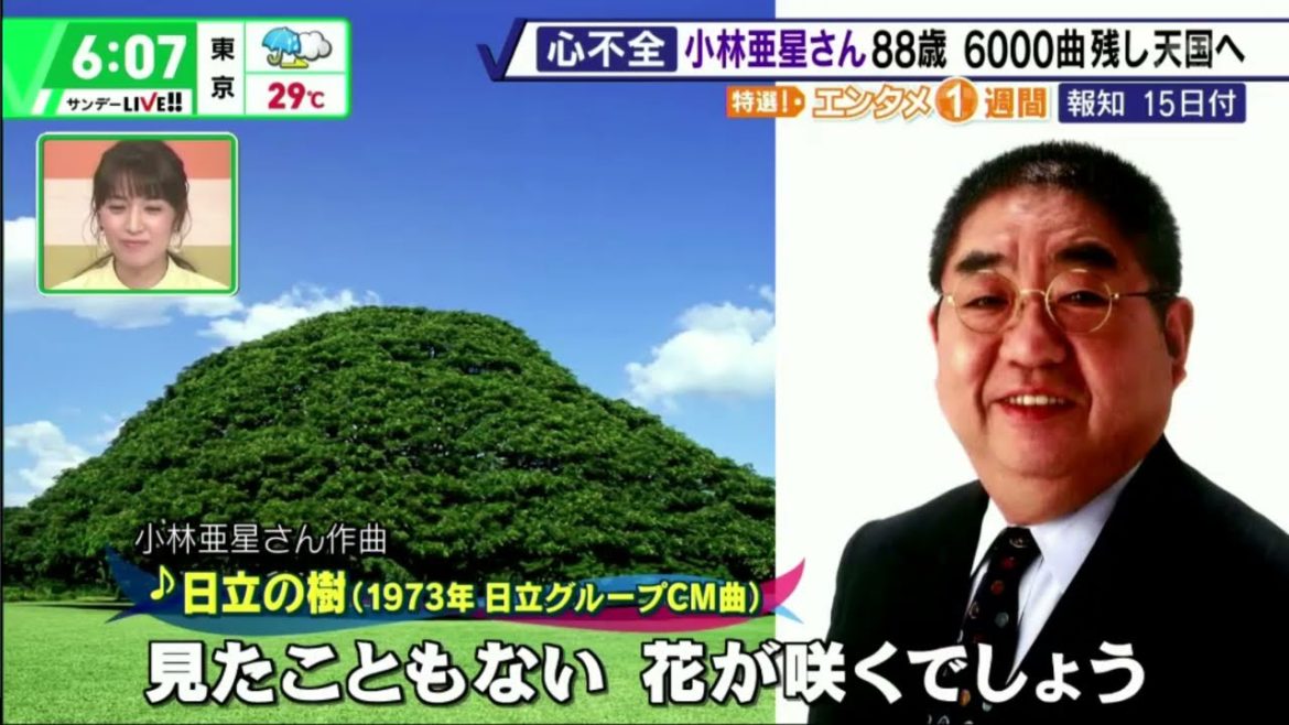 心不全 小林亜星さん88歳6000曲残し天国へ特選!・エ~タメ1週問報知15日付「サンデーLIVE!! 2021年06月20日」