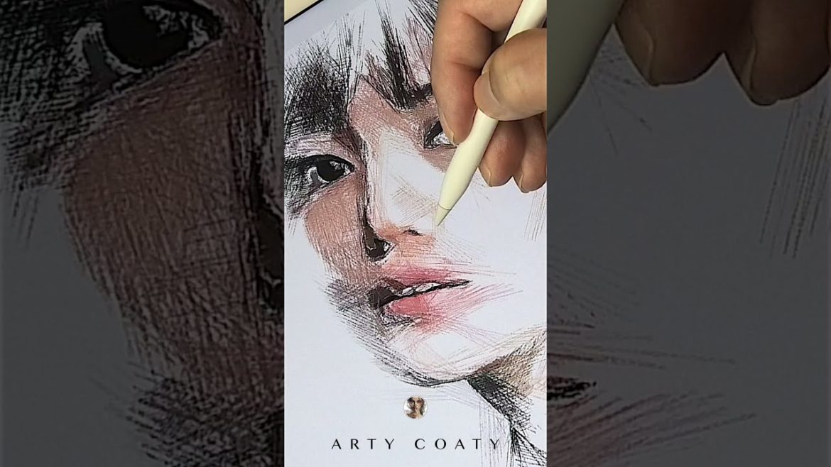 #shorts How to Draw Haruna Kawaguchi with Line drawing, tutorial, 川口春奈 Portrait drawing | ArtyCoaty