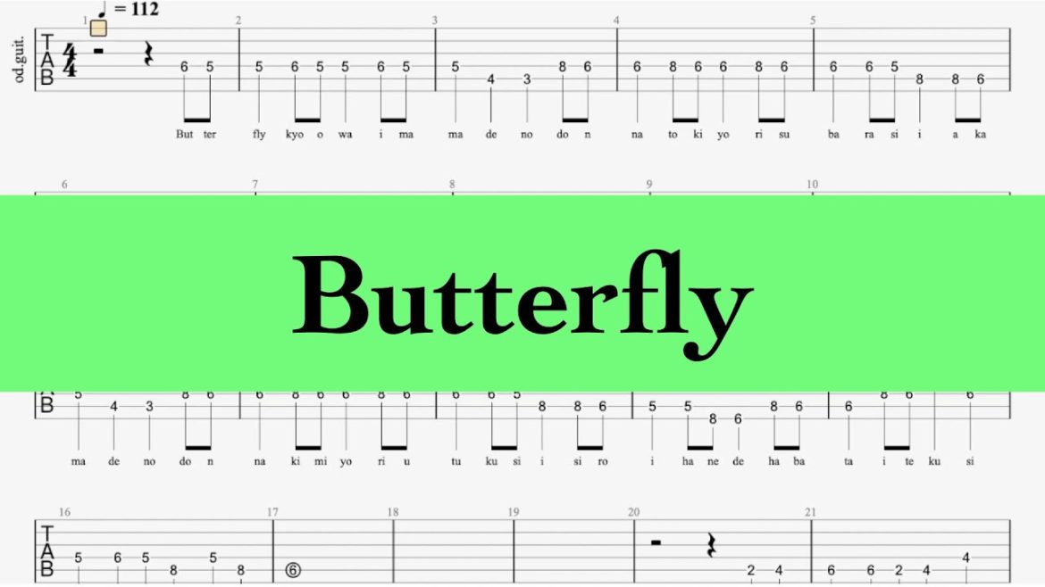 Butterfly  メロディ TAB譜　　Butterfly Tablature melody