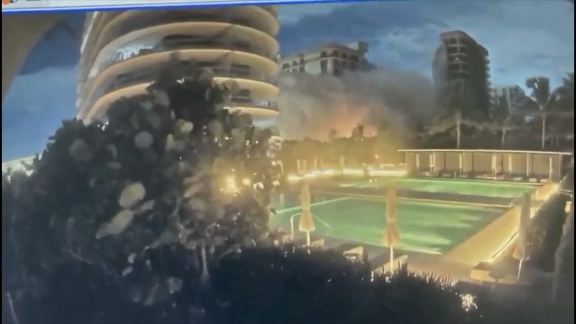 事故　米フロリダ州マイアミ近郊で12階建てマンション崩落　崩落の瞬間、内部映像、事故現場の映像