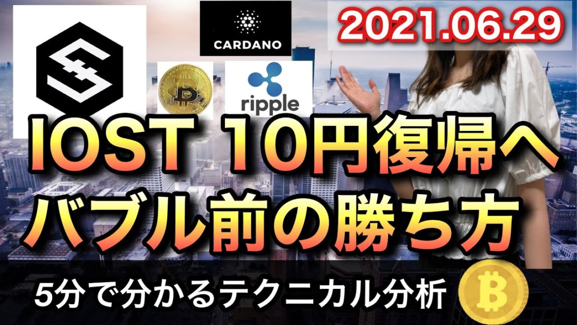 仮想通貨 テクニカル分析【6/29 今後の予想（BTC、IOST、ADA、XRP）】