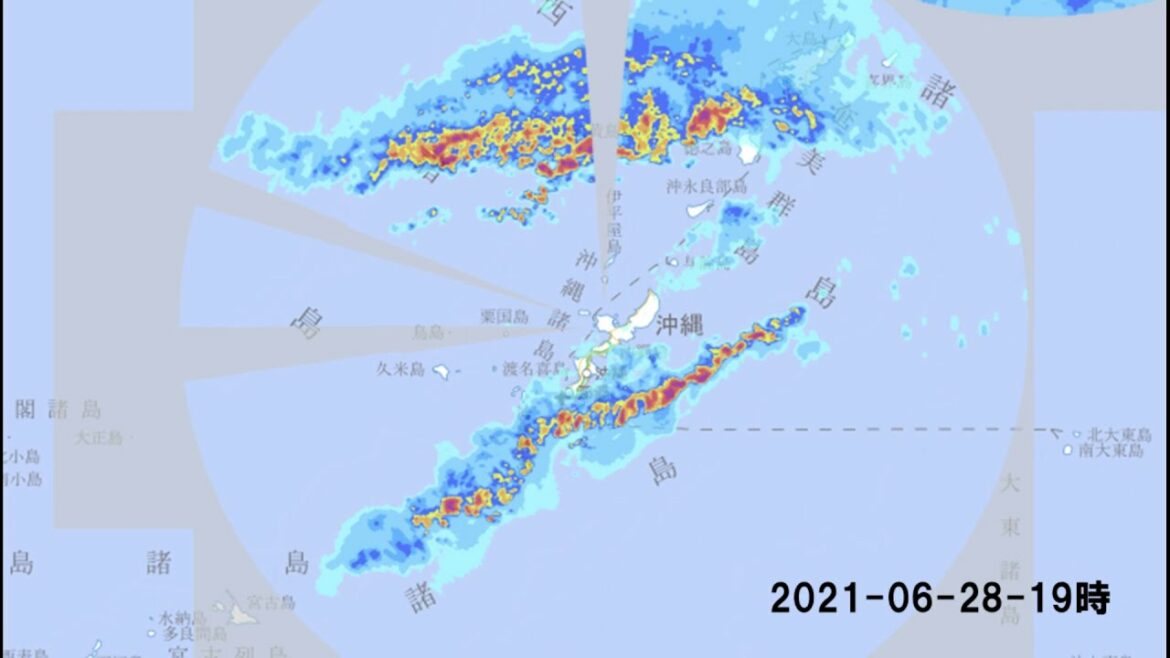 2021.06.29日-沖縄の雨雲レーダー（線状降水帯）
