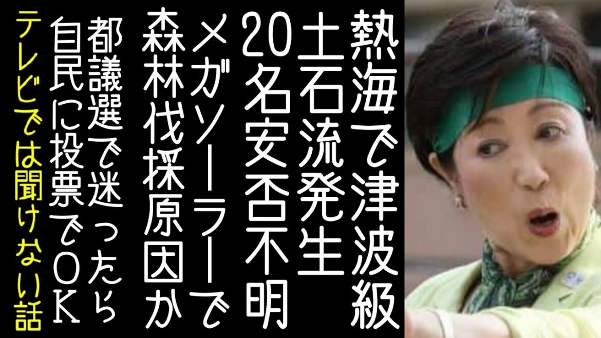 【東京都議選】熱海で大規模な土石流発生。メガソーラー建設地から大雨により土砂崩れ発生か　など