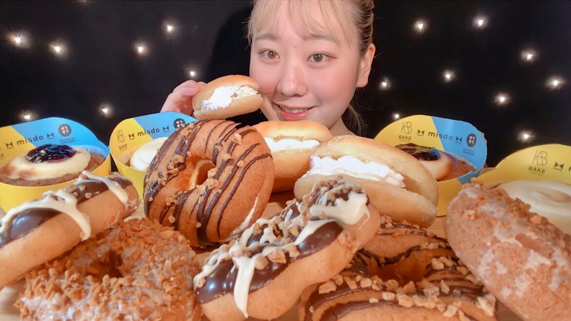 ASMR ミスド新作 BAKE&ZAKUZAKU Mister Donut 미스터 도넛【咀嚼音/大食い/Mukbang/Eating Sounds】