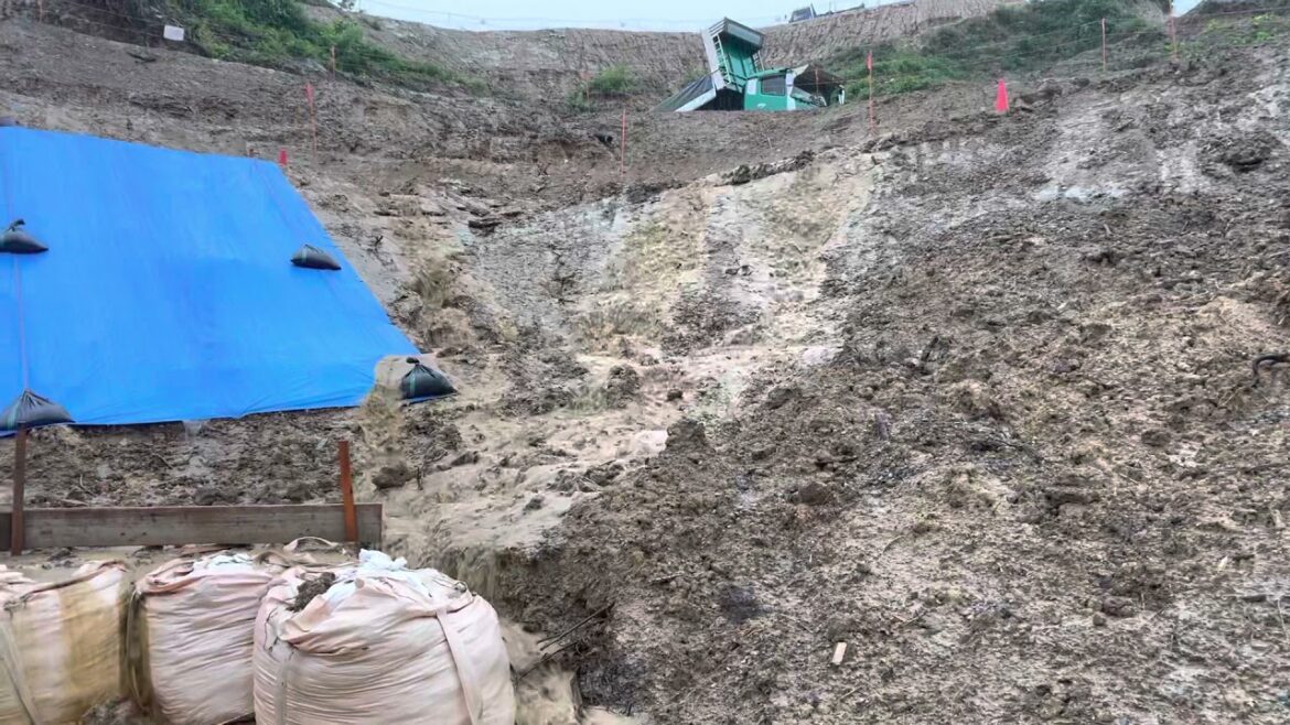 線状降水帯通過後の工事現場👷‍♂️