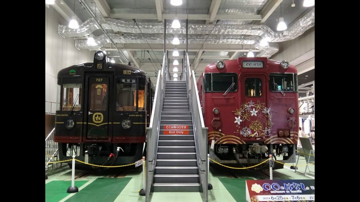 【企画展示】JR西日本キハ47系｢○○のはなし｣号&京都丹後鉄道KTR700形｢丹後くろまつ｣号 京都鉄道博物館での展示の様子