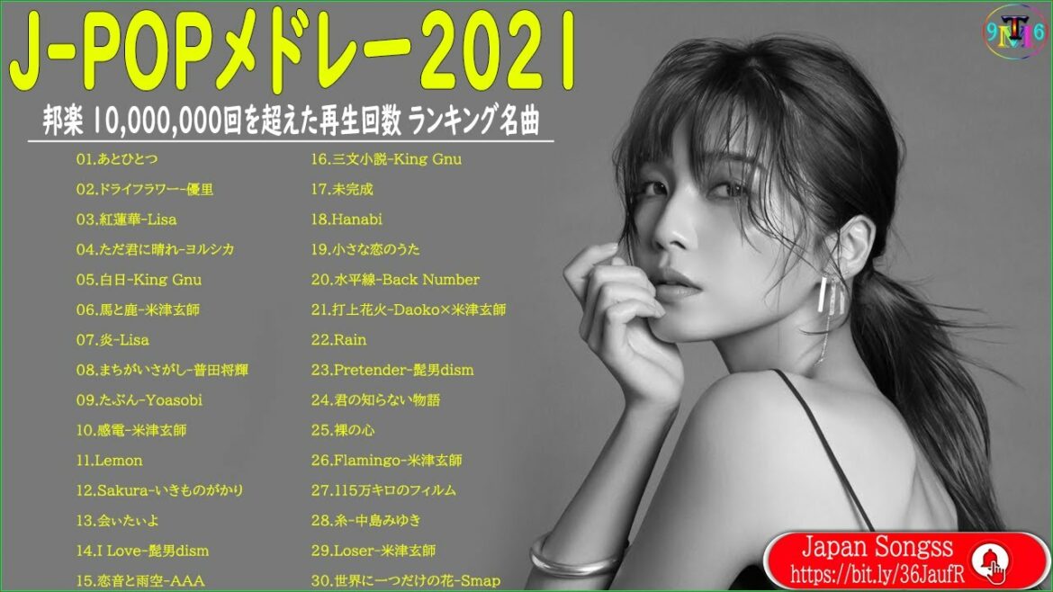 JPOP 最新曲ランキング 邦楽 2021🍂Official髭男dism,米津玄師,あいみょん,YOASOBI,宇多田ヒカル,King Gnu #line.06　@Japansongss