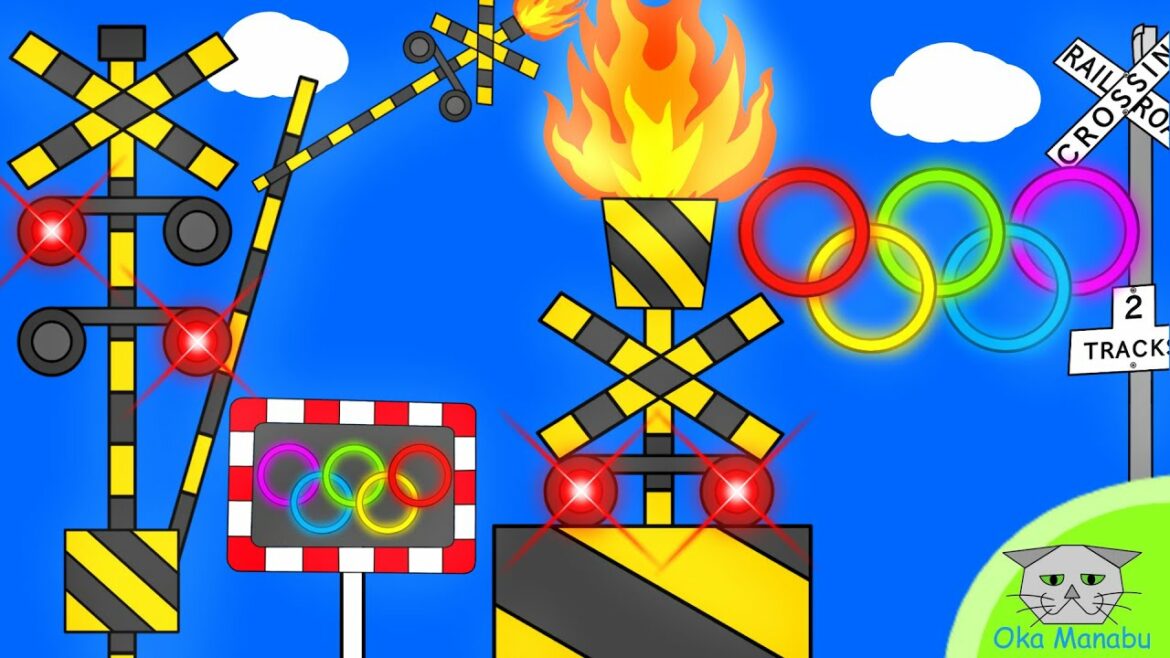 【 ふみきり 電車 アニメ 】踏切 聖火リレー Trains & Railway Level Railroad crossing torch relay