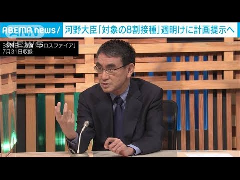河野大臣「対象の8割が接種」週明けに計画提示へ(2021年7月31日) 河野大臣「対象の8割が接種」週明けに計画提示へ(2021年7月31日)