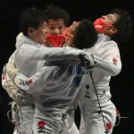 【スライドショー】フェンシング日本が金メダル　男子エペ　史上最多、大会17個目の金