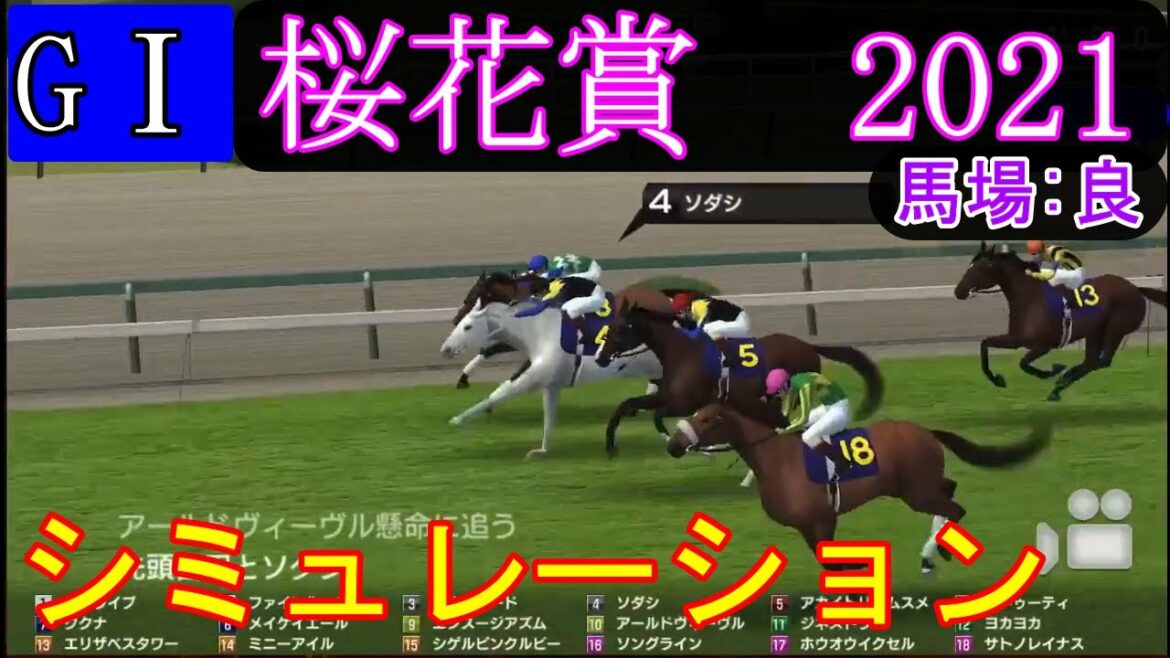 【競馬】G1 桜花賞 2021　シミュレーション　天候『晴』　馬場状態『良』