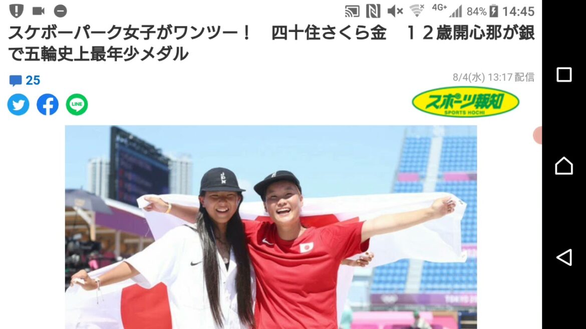 東京五輪2020スケボー女子パークで四十住さくらが金＆開心那12歳が銀で日本史上最年少メダル獲得！英国美少女13歳スカイブラウンも最年少銅メダルで４位の岡本碧優との激闘も話題沸騰！