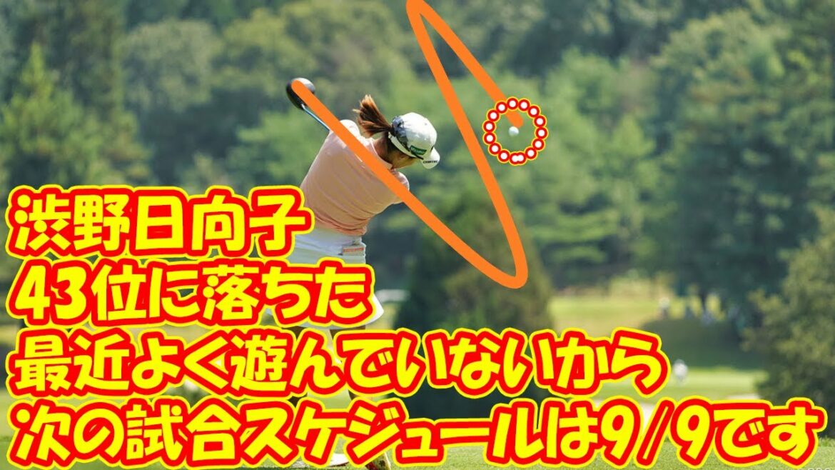 渋野日向子は43位に落ちた、最近よく遊んでいないから。 次の試合スケジュールは9/9です。