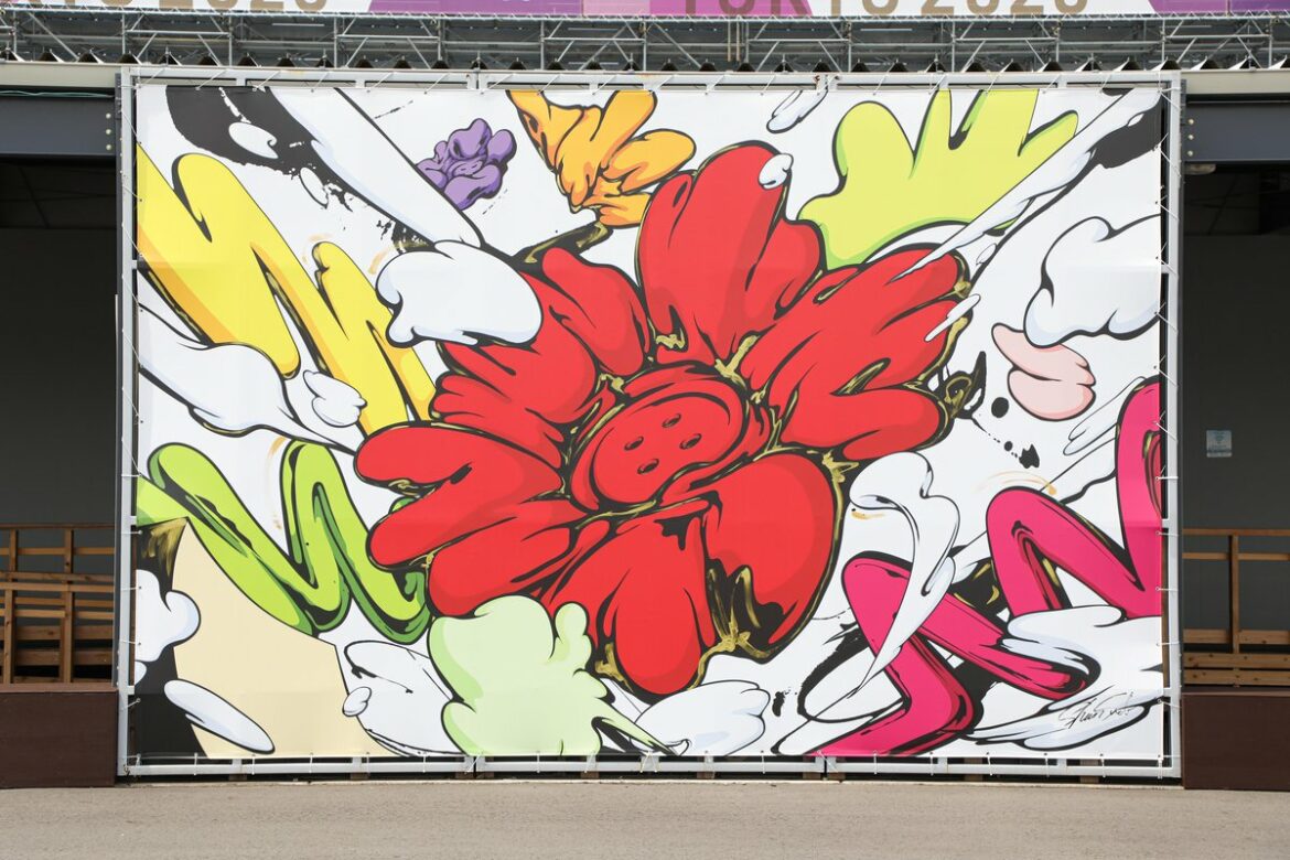 この＃Tokyo2020ウォールアートをチェックしてくださいこの作品は、融合を示すために設計されました...