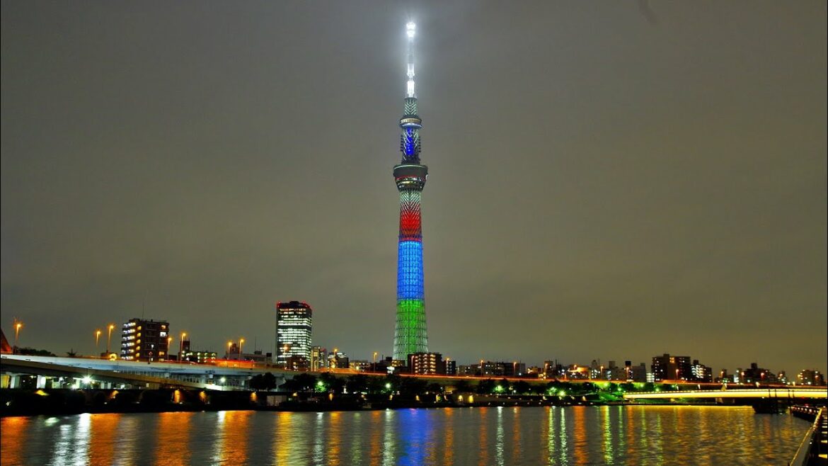東京スカイツリー ライトアップ 2020 パラリンピック スリー・アギトス 2021年  9月1日  雨  気温 20℃ 寒い 東京スカイツリー ライトアップ 2020 パラリンピック スリー・アギトス 2021年  9月1日  雨  気温 20℃ 寒い