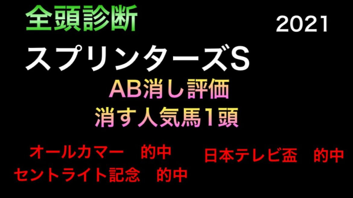 【競馬予想】　スプリンターズステークス　2021 全頭診断　事前予想