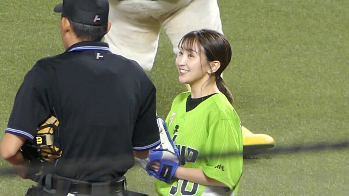里崎チャンネルでおなじみ袴田彩会さん見事なノーバウンド始球式