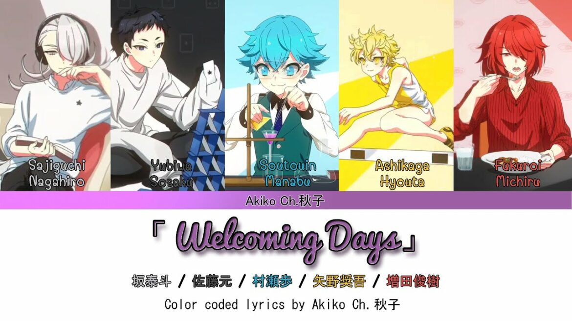 「Welcoming Days」Bishounen-tanteidan ED2 | Color coded lyrics (Kan/Rom/Eng) 【Akiko Ch. 秋子】