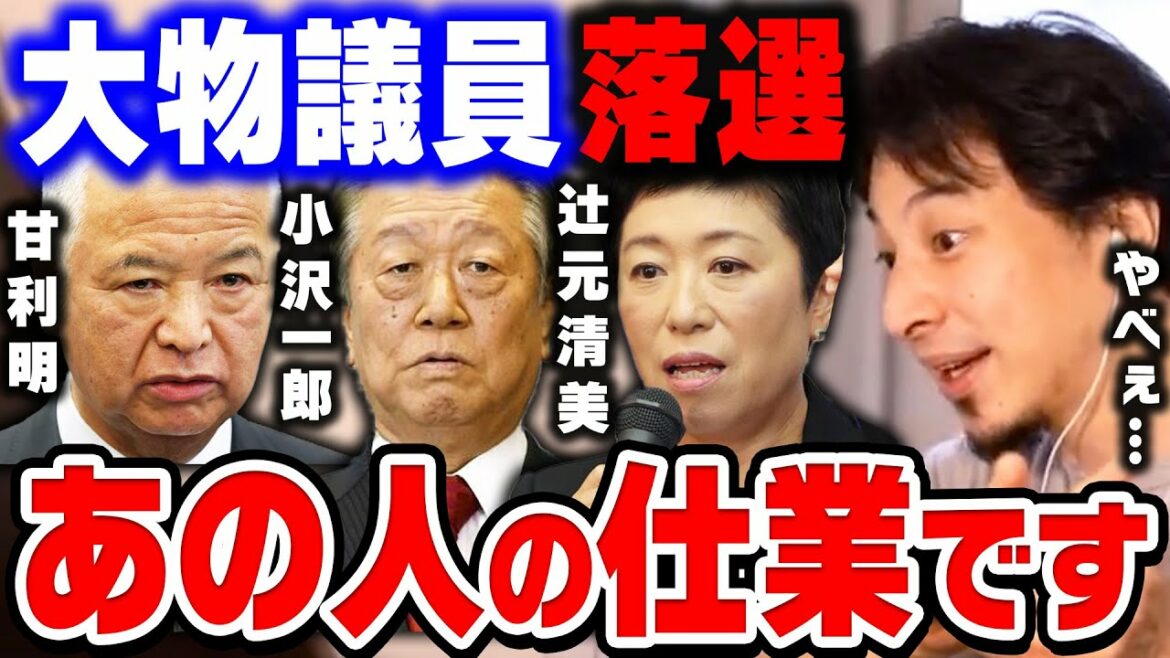 【ひろゆき】大物議員を落選させたのはこの人です。良い人に見えて裏で●●してるんですよね。小泉進次郎の人気が急落したのもあの人の仕業です【ひろゆき切り抜き/小沢一郎/辻元清美/論破】