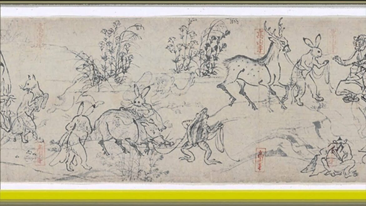 鳥獣戯画 Japanese oldest(12th-century) Animation甲巻シームレスHDワイド 鳥獣戯画 Japanese oldest(12th-century) Animation甲巻シームレスHDワイド