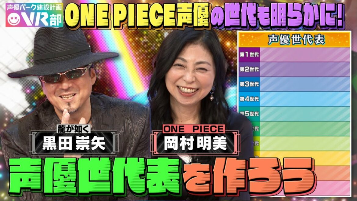 【声優世代表】黒田崇矢・岡村明美は何世代？ワンピース麦わらの一味を世代分け＆村瀬歩と黒田は大の仲良しだった！？【声優パーク】