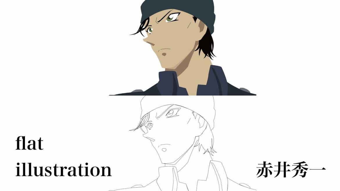 【名探偵コナン 緋色の弾丸】赤井秀一フラットイラスト【メイキング風SVGアニメーション】