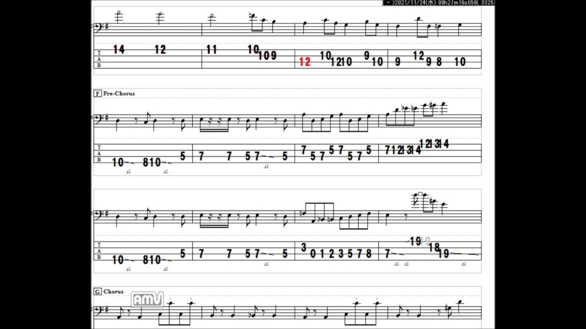 東京事変　仏だけ徒歩　ベースTAB譜