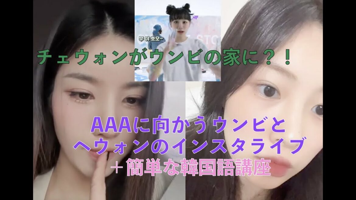 [IZ*ONE、日本語字幕] チェウォンがウンビの家に？！AAAに向かうウンビとヘウォンのインスタライブ？＋簡単な韓国語講座
