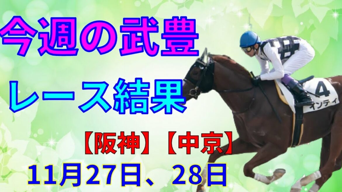 【競馬】武豊レース結果　12月4日（阪神）5日（中京）で騎乗しました！チャンピオンズカップはインティに騎乗しました