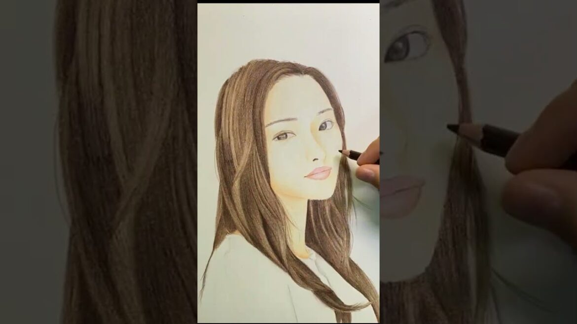 色鉛筆で石原さとみを描いてみた / Drawing Satomi Ishihara #Shorts