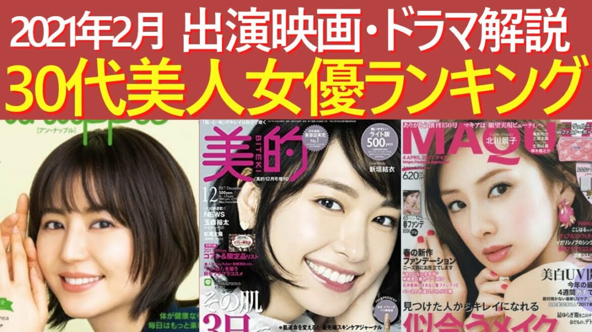 30代美人女優ランキング　2021年　北川景子　吉高由里子　深田恭子　多部未華子　綾瀬はるか　新垣結衣　星野源　結婚　石原さとみ　長澤まさみ　ドラゴン桜２　リコカツ　恋はdeepに