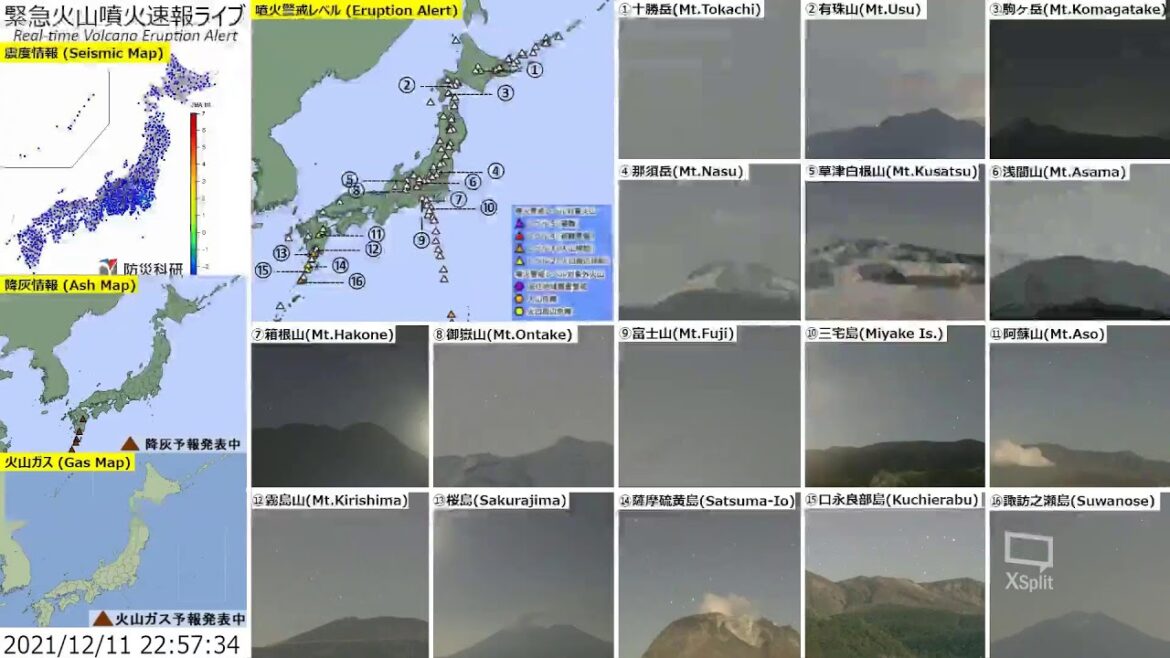 🔴緊急火山噴火速報ライブ The Real-time Volcano Eruption Alert in Japan