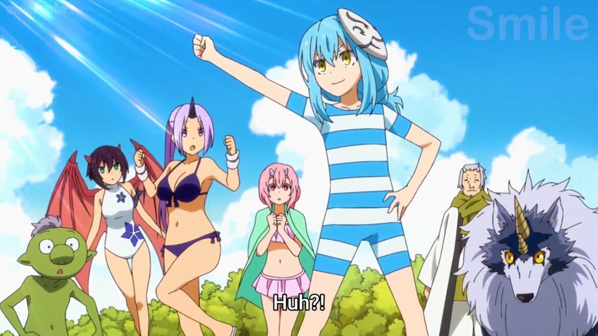 転生したらスライムだった件 OVA - リムルはビーチでパーティーにビキニを明らかにすることで女の子を導きます, Rimuru leads girls in bikinis to Party