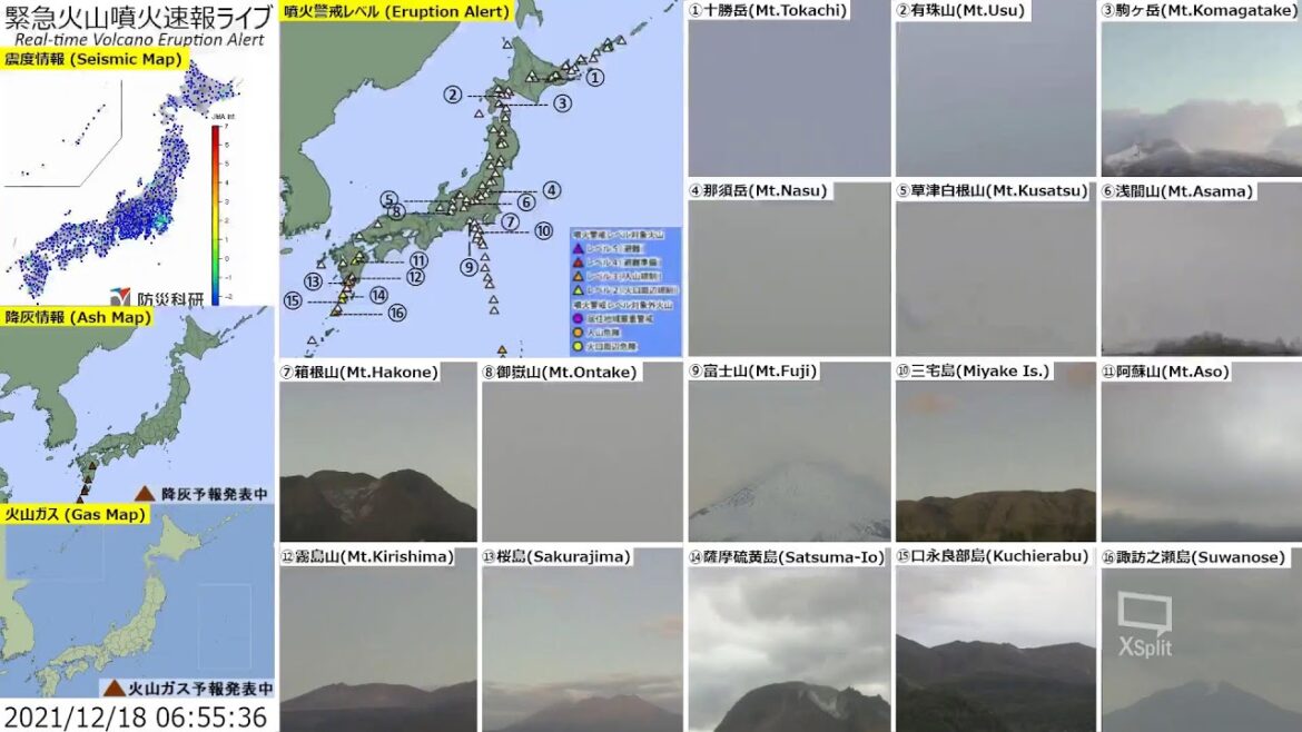 🔴緊急火山噴火速報ライブ The Real-time Volcano Eruption Alert in Japan