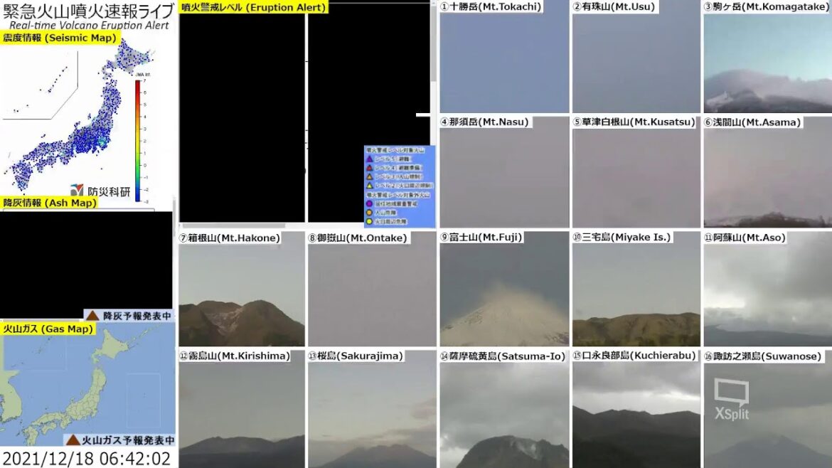 🔴緊急火山噴火速報ライブ The Real-time Volcano Eruption Alert in Japan
