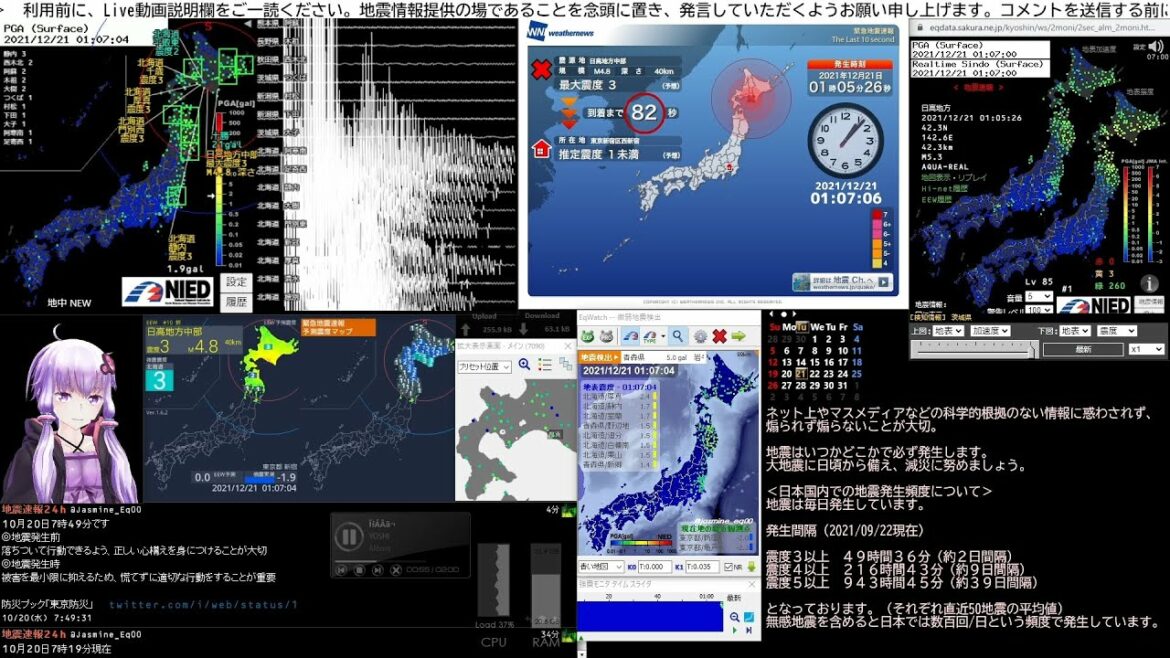 【緊急地震速報】2021/12/21 01:05発生 日高地方中部 M4.8 最大震度3 【緊急地震速報】2021/12/21 01:05発生 日高地方中部 M4.8 最大震度3