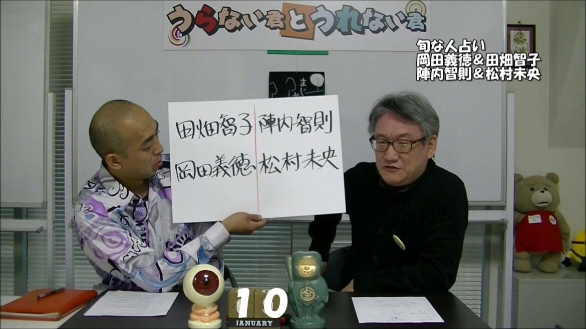 【うらない君とうれない君】旬な人占い「岡田義徳さん＆田畑智子さん」「陣内智則さん＆松村未央さん」を占う。